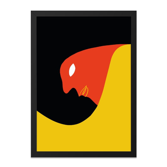 Abstract Bird Wall Art, Modern Geometric Print, Red Yellow Black Art, Unique Home Decor, Contemporary Art Print, Minimalist Wall Decor - Tawshia