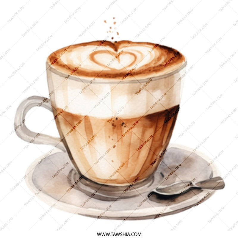 Latte Art Mug, Coffee Lover Gift, Watercolor Mug, Heart Coffee Mug, Beverage Mug, Drinkware, Coffee Cup, Unique Mug Design - Tawshia