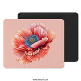 Poppy Mouse Pad, Floral Desk Mat, Office Decor, Unique Mousepad, Pearl Flower, Stylish Computer Accessory, Gift for Her, Pink - Tawshia