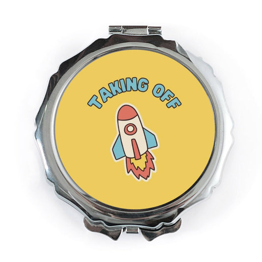 Taking Off Rocket Pocket Mirror, Cute Space Travel Gift, Portable Mirror, On The Go Mirror, Fun Pocket Mirror - Tawshia