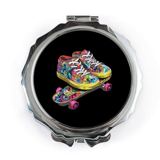 Psychedelic Skate Shoes Pocket Mirror, Colorful Art Mirror, Unique Design Compact Mirror, Gift for Skater, Funky Pocket Mirror - Tawshia