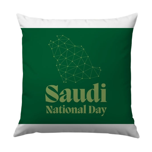 Saudi National Day Pillow, Kingdom Map Art, Celebration Throw Pillow, Green Decor, Saudi Arabia Gift, National Day Decor Pillow - Tawshia