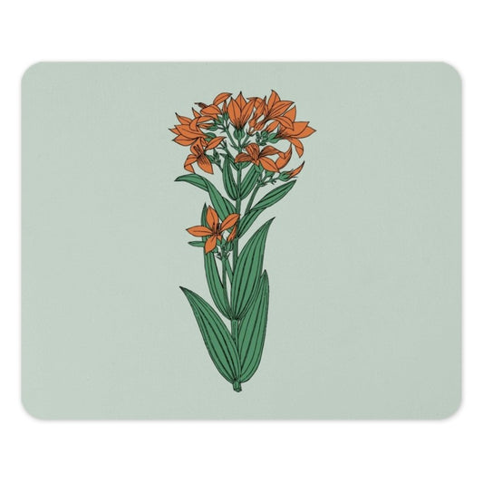 Orange Flower Mouse Pad, Floral Mousepad, Botanical Computer Mat, Office Decor, Cute Desk Accessory, Trendy Mouse Pad - Tawshia
