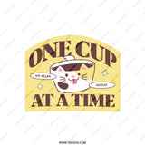 Cute Cat Pillow, One Cup At A Time Pillow, Funny Cat Design, Coffee Lover Gift, Decorative Pillow, Home Decor Pillow, Aesthetic Pillow - Tawshia