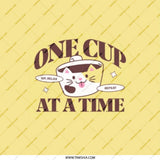 One Cup At A Time Pocket Mirror, Cute Cat Coffee Lover Gift, Self Care Mirror, Funny Quote Mirror, Encouragement Gift for Friend - Tawshia