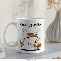 Morning Coffee Mug, Running Coffee Cup, Funny Coffee Mug, Novelty Coffee Mug, Office Mug, Gift Mug, Cartoon Mug - Tawshia