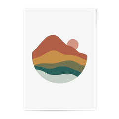 Minimalist Mountain Photographic Print, Abstract Landscape Wall Art, Geometric Mountain Art Print, Sunset Illustration, Home Decor - Tawshia