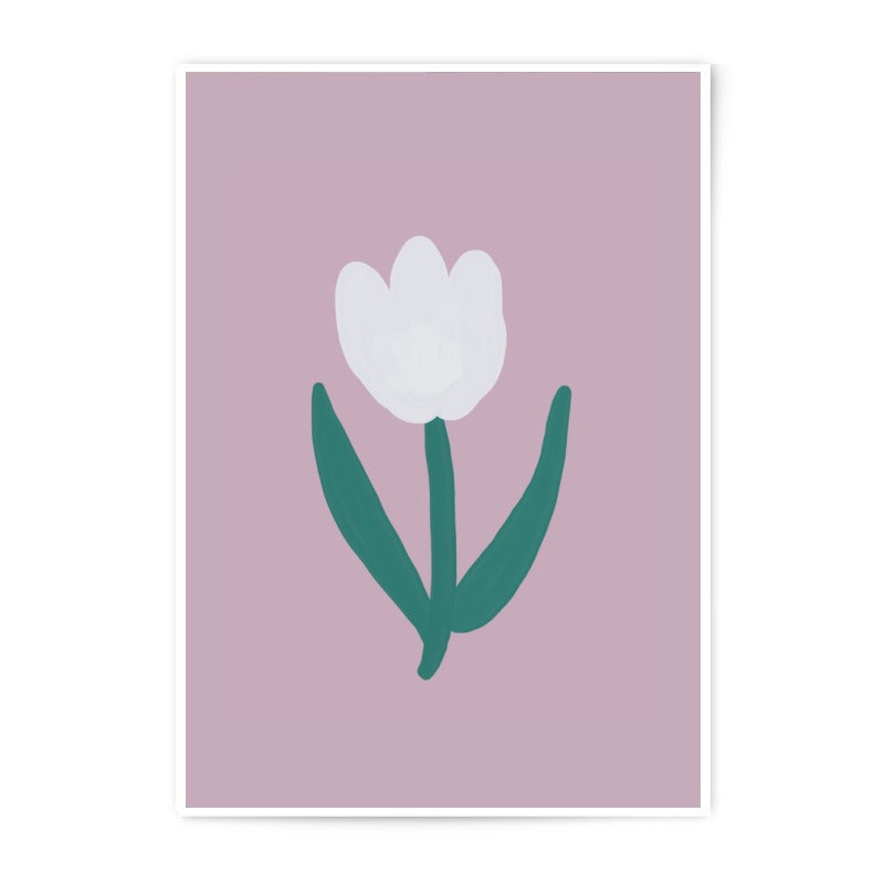 White Tulip Photographic Print, Flower Wall Art, Floral Home Decor, Minimalist Art Print, Pastel Pink, Botanical Art, Plant Art - Tawshia
