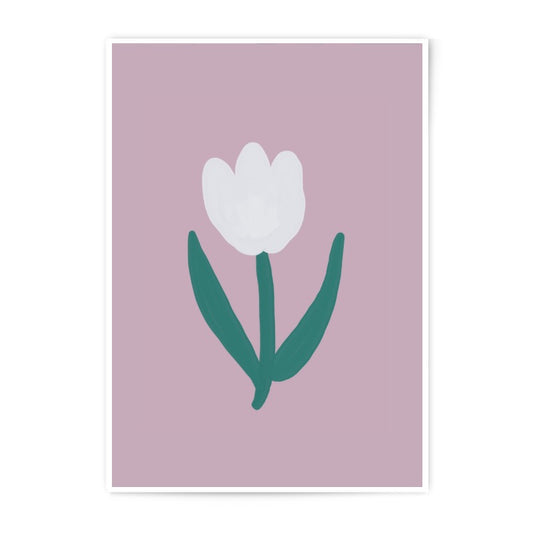 White Tulip Photographic Print, Flower Wall Art, Floral Home Decor, Minimalist Art Print, Pastel Pink, Botanical Art, Plant Art - Tawshia