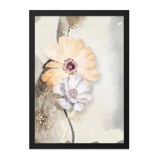 Floral Wall Art, Botanical Print, Flower Painting, Beige Watercolor Art, Elegant Home Decor, Nature Artwork, Living Room Decoration - Tawshia