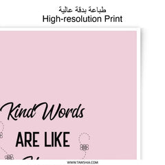 Kind Words Photographic Prints, Honey Sweet Art, Bee Flower Decor, Inspirational Wall Art, Home Decor, Gift for Her, Wall Decor - Tawshia