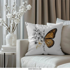 Butterfly Pillow, Floral Pillow, Motivational Pillow, Monarch Butterfly, Take Time, Good Things Pillow, Decorative Throw Pillow - Tawshia