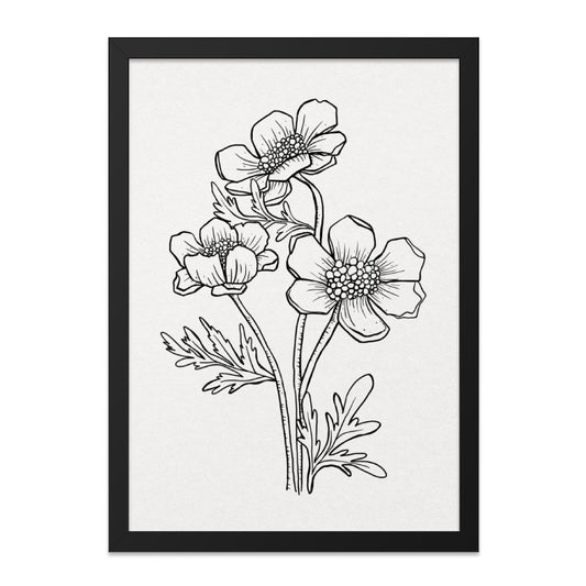 Anemone Wall Art, Floral Line Art, Minimalist Flower Drawing, Botanical Print, Black and White Wall Decor, Modern Home Decor - Tawshia