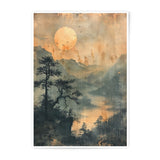 Zen Landscape Photographic Print, Mountain Art Print, Asian Art, Sunset Landscape, Peaceful Home Decor, Nature Art, Japanese Art - Tawshia