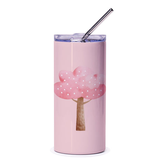 Pink Tree Tumbler, Watercolor Tree Tumbler, Cute Tumbler, Tree Lover Gift, Aesthetic Tumbler, Travel Mug, Gift for Her, Birthday Gift - Tawshia