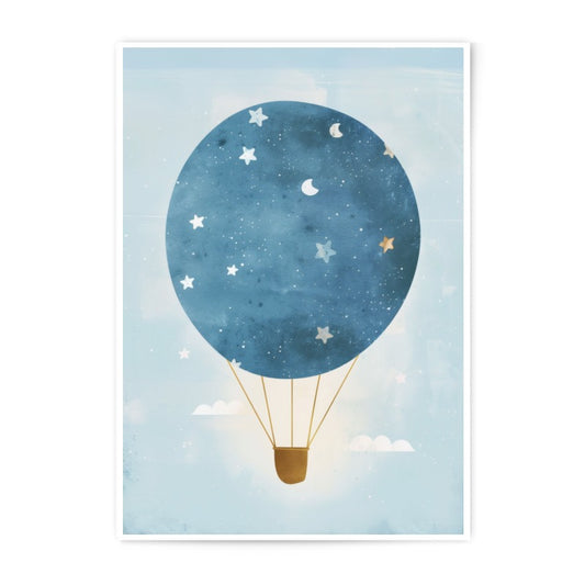 Celestial Balloon Photographic Print, Nursery Decor, Starry Sky Art, Kids Room Art, Whimsical Print, Hot Air Balloon Print, Dreamy Art - Tawshia