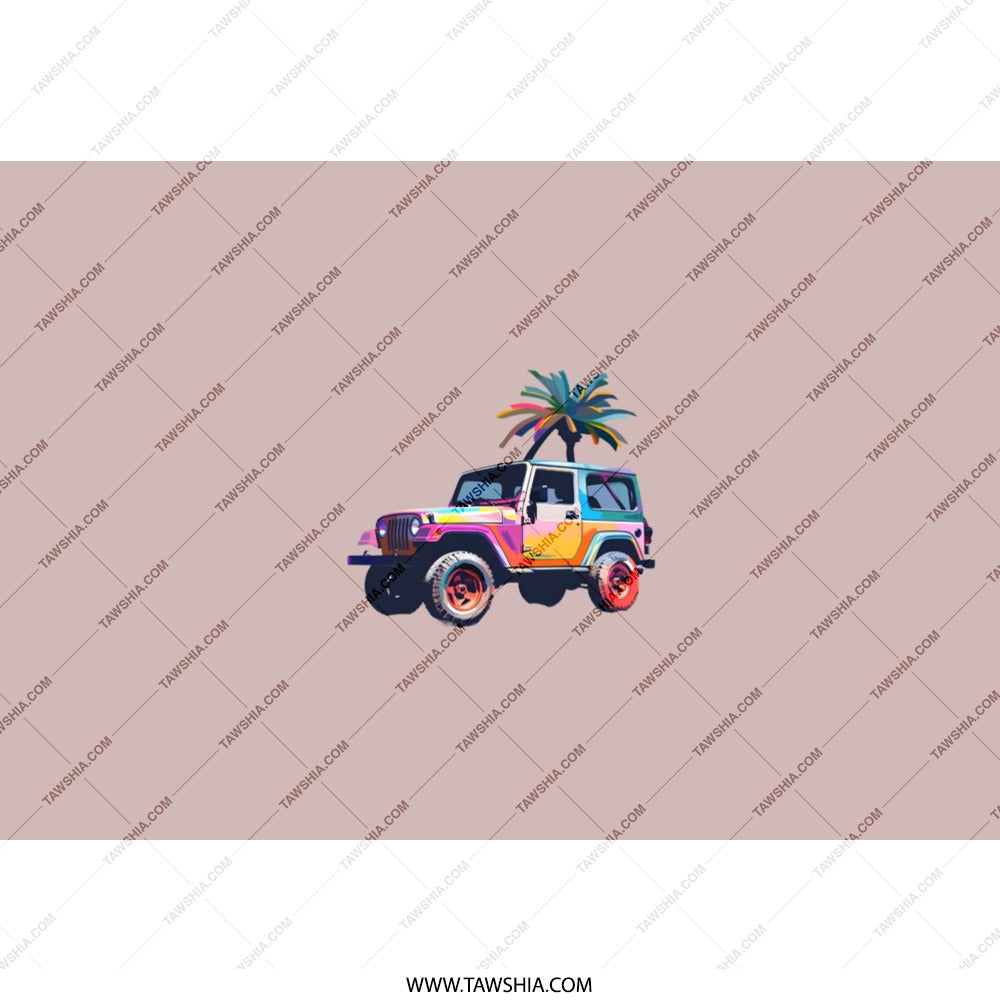 Jeep Tumbler, Tropical Palm Tree, Colorful Car Tumbler, Beach Vacation Travel, Summer Tumbler, Jeep Lover Gift, Car Tumbler, Travel Tumbler - Tawshia