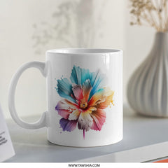 Watercolor Floral Mug, Rainbow Flower Coffee Mug, Artistic Flower Mug, Beautiful Flower Mug, Gift For Her, Flower Lover Gift, Mug For Tea - Tawshia