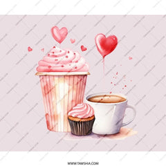 Valentines Mouse Pad, Cupcake Mousepad, Coffee Mouse Pad, Hearts, Cute Desk Accessories, Office Decor, Gaming Mousepad, Sweet Gift - Tawshia