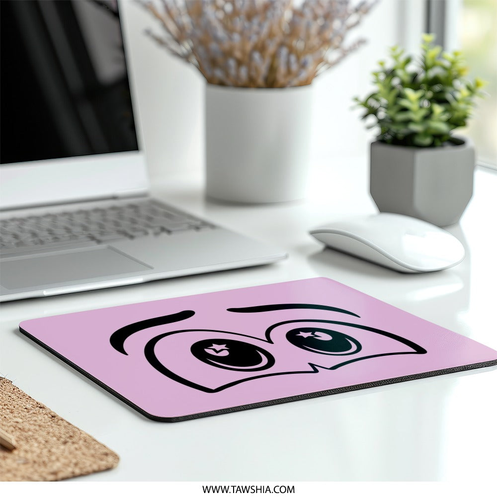 Starry Eyed Mouse Pad, Kawaii Style, Computer Accessory, Cute Office Decor, Whimsical Design, Gift Idea - Tawshia