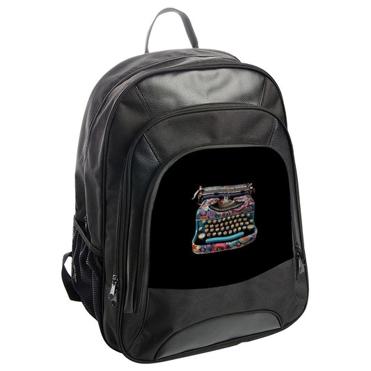 Typewriter Backpack, Unique Backpack, Stylish Backpack, School Backpack, Office Backpack, Travel Backpack, Floral Typewriter Design - Tawshia