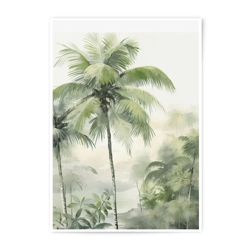 Tropical Palm Trees Photographic Print, Watercolor Palm Tree Wall Art, Green Jungle Photography, Beach Decor Art Print, Nature Photography - Tawshia