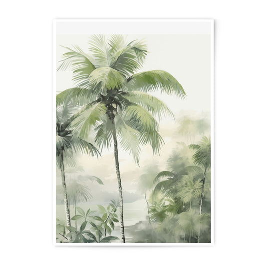Tropical Palm Trees Photographic Print, Watercolor Palm Tree Wall Art, Green Jungle Photography, Beach Decor Art Print, Nature Photography - Tawshia