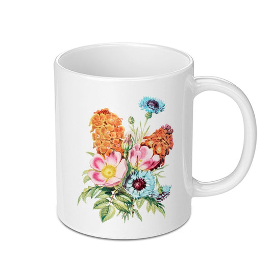 Floral Mug, Vintage Flower Art, Botanical Print, Floral Gift, Flower Bouquet Mug, Watercolor Mug, Colorful Mug, Cute Mug, Gift for Her - Tawshia