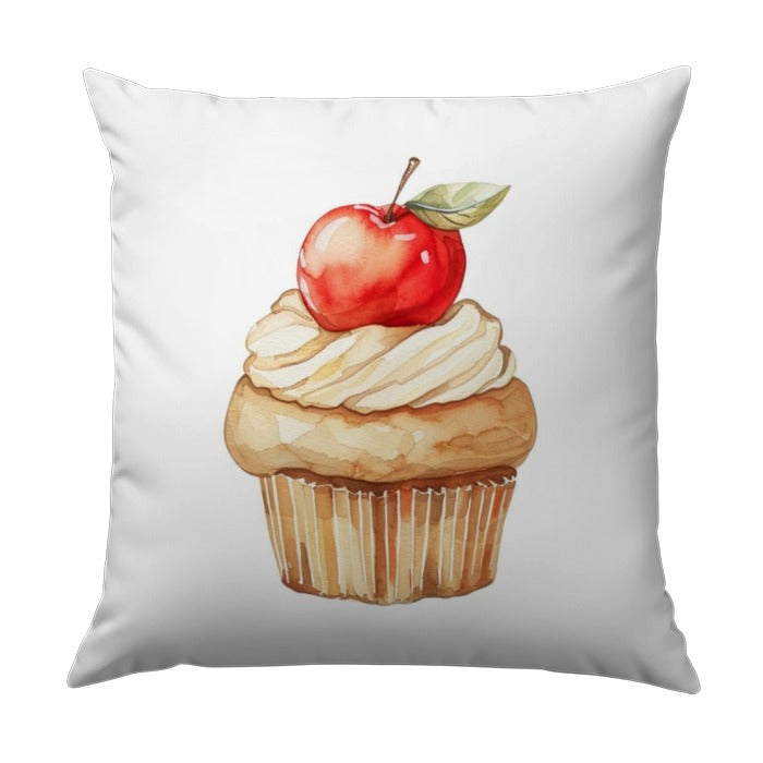 Apple Cupcake Pillow, Watercolor Pillow, Foodie Home Decor, Kitchen Accent Pillow, Unique Cupcake Design, Throw Pillow, Sofa Pillow - Tawshia
