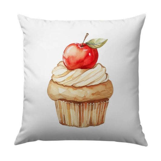 Apple Cupcake Pillow, Watercolor Pillow, Foodie Home Decor, Kitchen Accent Pillow, Unique Cupcake Design, Throw Pillow, Sofa Pillow - Tawshia