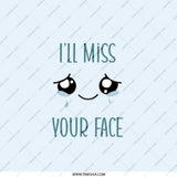 I'll Miss Your Face Pocket Mirror, Sad Face Pocket Mirror, Goodbye Gift, Farewell Gift, Unique Pocket Mirror, Gift for Friend - Tawshia