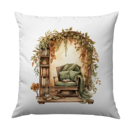 Cozy Reading Nook Pillow, Fall Foliage Pillow, Book Lover Gift, Autumn Decor, Indoor Reading Space Accent Pillow - Tawshia