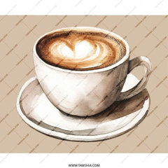 Watercolor Coffee MousePad, Latte Art Mouse Pad, Coffee Lover Gift, Office Decor Mousepad, Heart Design Mousepad - Tawshia