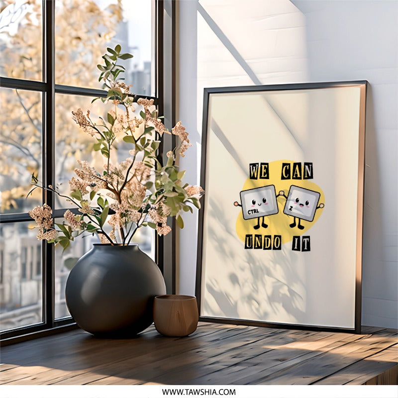 We Can Undo It Wall Art, Keyboard Keys Art, Funny Office Decor, Programmer Gift, Cute Computer Art, Geek Art Print, Nerdy Home Decor - Tawshia