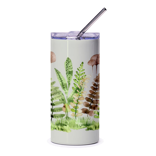 Watercolor Fern Tumbler, Botanical Tumbler, Plant Lover Gift, Stylish Drinkware, Floral Travel Mug, Unique Tumbler Design - Tawshia