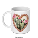 Cactus Mug, Heart Mug, Floral Mug, Desert Mug, Plant Lover Gift, Cute Mug, Watercolor Mug, Unique Coffee Mug, Tea Cup, Gift For Her - Tawshia