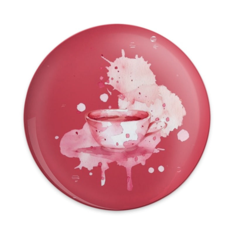 Watercolor Tea Cup Pinback Button, Cute Drink Badge, Unique Tea Lover Gift, Pink Aesthetic Pin, Trendy Accessory, Collectible Button Pin - Tawshia