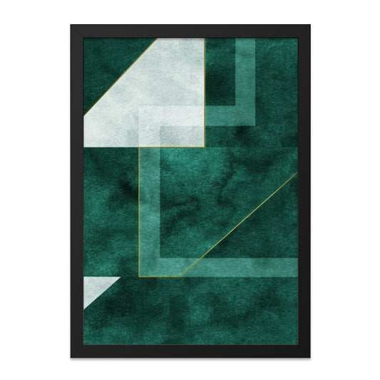 Emerald Geometric Wall Art, Modern Abstract Print, Minimalist Home Decor, Sophisticated Wall Hanging, Contemporary Artwork - Tawshia