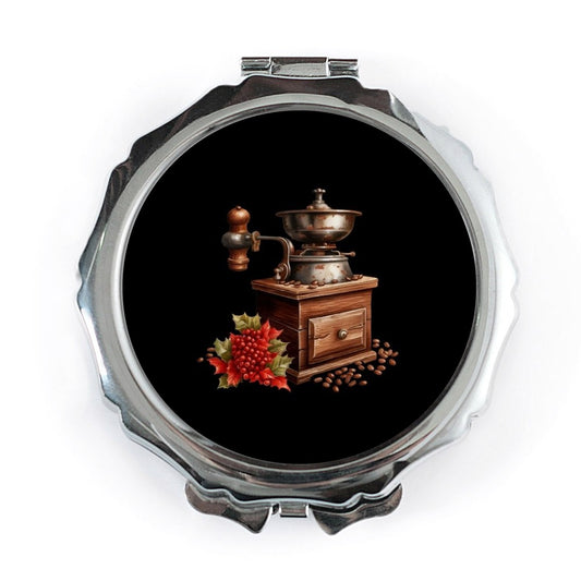 Coffee Grinder Pocket Mirror, Vintage Style Pocket Mirror, Unique Gift Idea, Cute Pocket Mirror, Stylish Portable Mirror - Tawshia