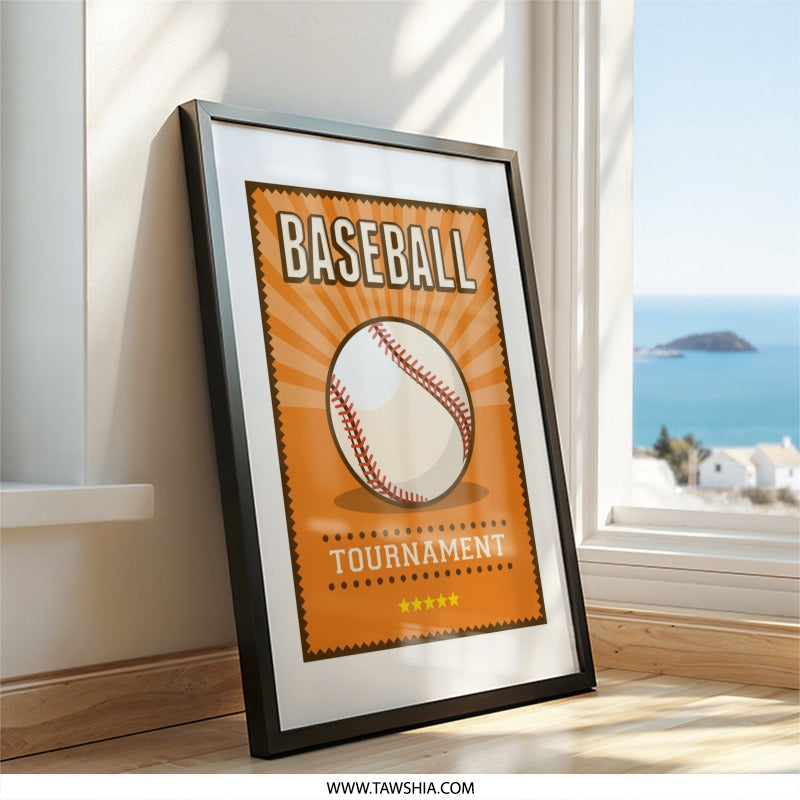 Baseball Tournament Wall Art, Sports Decor, Baseball Poster, Baseball Gift, Sports Fan Art, Kids Room Art, Man Cave Art (137) - Tawshia