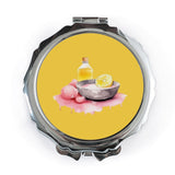 Spa Day Pocket Mirror, Bath Bomb Art, Lemon Slice Compact Mirror, Self Care Gift, Cute Makeup Mirror, Wellness Pocket Mirror - Tawshia