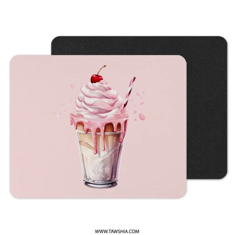 Strawberry Milkshake Mouse Pad, Cute Pink Drink Art, Dessert Lover Gift, Watercolor Style, Office Decor, Sweet Treat, Foodie Gift - Tawshia