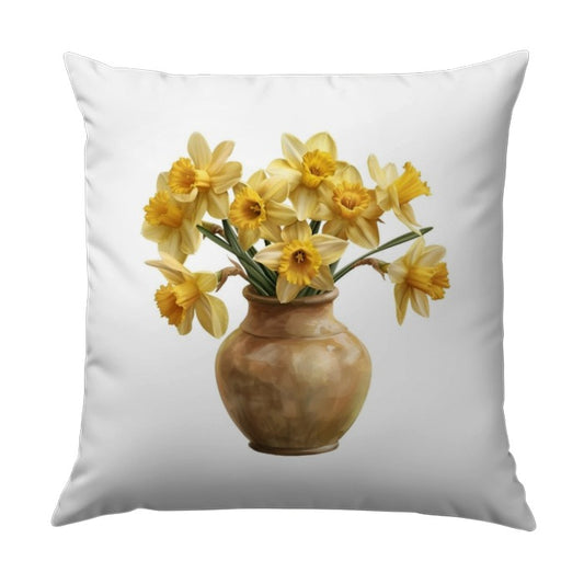 Daffodil Pillow, Flower Vase Throw Pillow, Spring Decor Pillow, Botanical Art Pillow, Home Accent Pillow, Cushion Cover Pillow - Tawshia