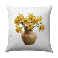 Daffodil Pillow, Flower Vase Throw Pillow, Spring Decor Pillow, Botanical Art Pillow, Home Accent Pillow, Cushion Cover Pillow - Tawshia