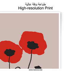 Red Poppy Photographic Print, Flower Wall Art, Minimalist Floral Decor, Modern Home Art, Botanical Print, Trendy Wall Decor - Tawshia