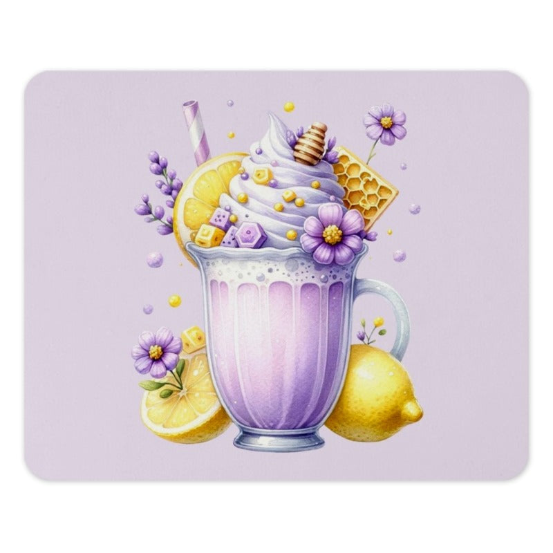 Purple Lemonade Mouse Pad, Floral Drink, Summer Desk Decor, Cute Workspace Accessories, Lemon Decor - Tawshia