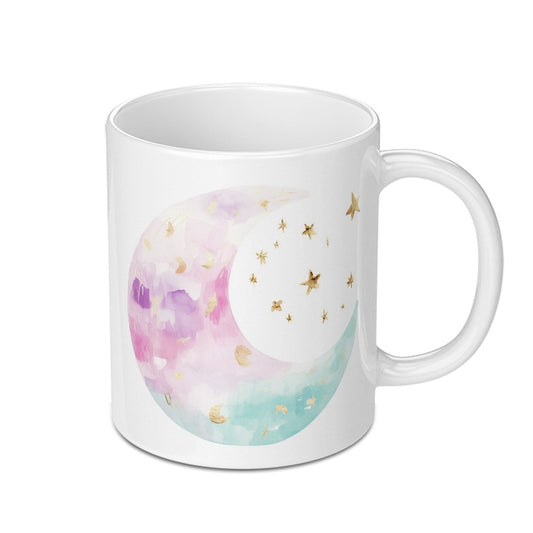 Watercolor Moon Mug, Celestial Mug, Starry Night Mug, Dreamy Mug, Gift Idea, Unique Mug SKU: MG10004207 - Tawshia