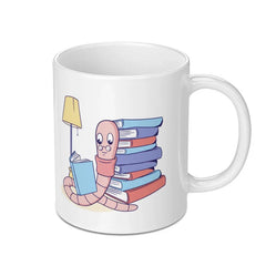 Cartoon Worm Reading With Books Mug product type