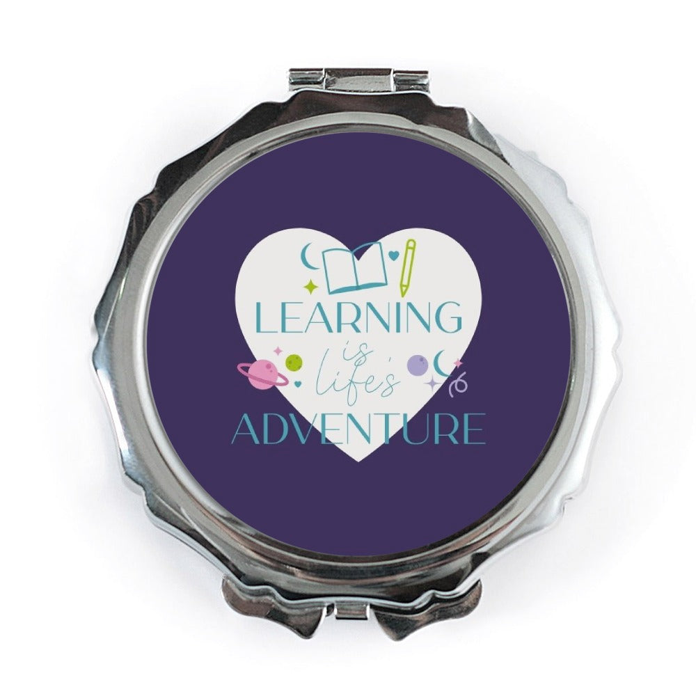 Learning is Life Pocket Mirror, Adventure Pocket Mirror, Book Planet Design Pocket Mirror, Teacher Gift Pocket Mirror - Tawshia