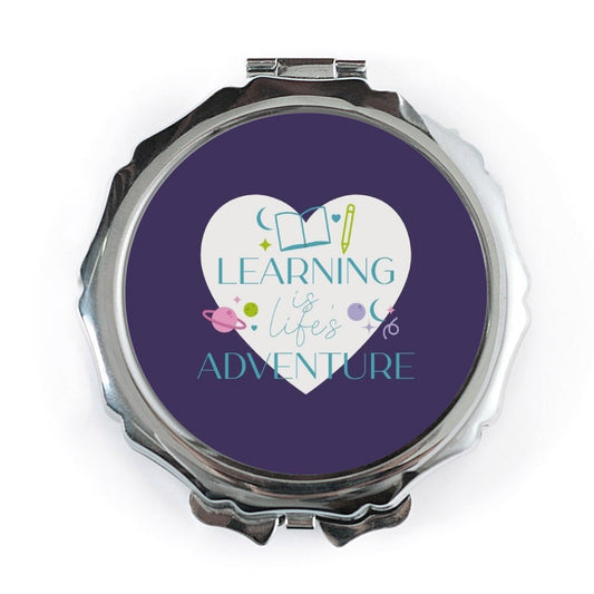 Learning is Life Pocket Mirror, Adventure Pocket Mirror, Book Planet Design Pocket Mirror, Teacher Gift Pocket Mirror - Tawshia